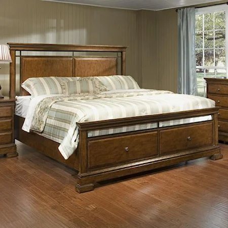 Transitional Queen Storage Bed with Metal Accents